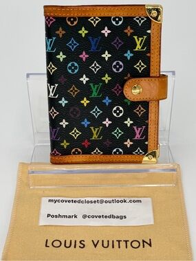 Louis Vuitton Black Murakami Monogram Agenda PM w/Dust Bag and Entrupy COA